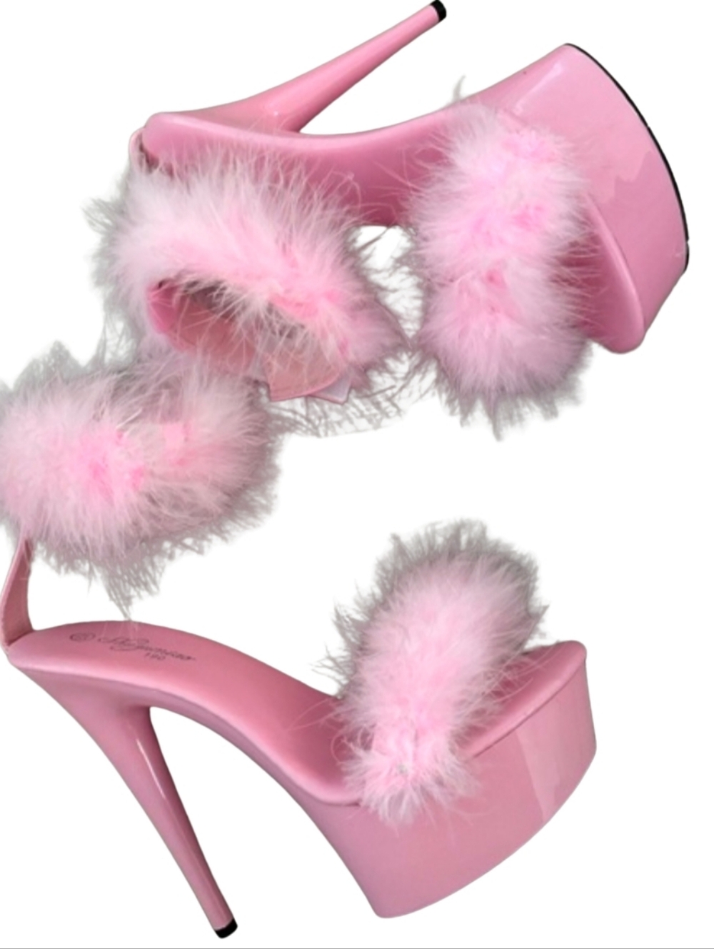 Pink Marabou Platform Heels 💕 Fluffy Ankle Strap 8” Stiletto (Pleaser Style)